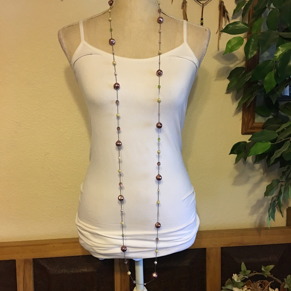 Glass bead accent silver snake chain necklace - Picture 4 of 9